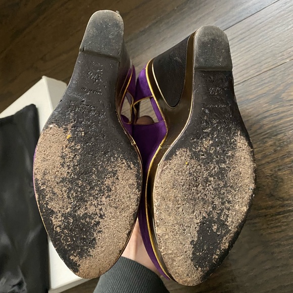 YSL Heel Wedge Shoe Suede Open Toe - Picture 8 of 8